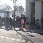 A film production crew in the streets