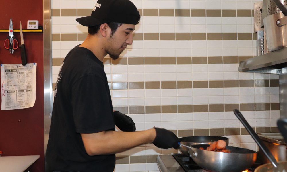 A chef cooking food