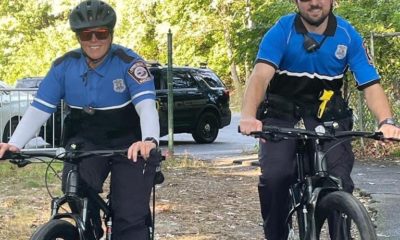 Two people on their bikes